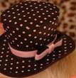 Mini Hat In Black With Pink Dots & Bow