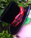Black Velvet Mini Hat With Red Bow