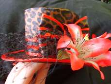 Leopard Print Mini Hat With Flower