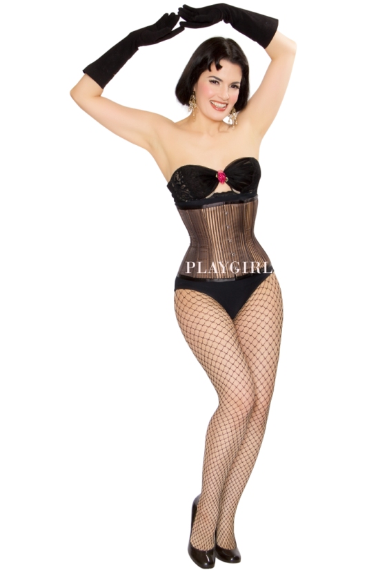 Playgirl White Label Steel Boned Corset In Green Shadow Stripe