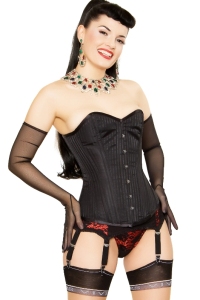 Steel Boned Shadow Stripe Black Corset