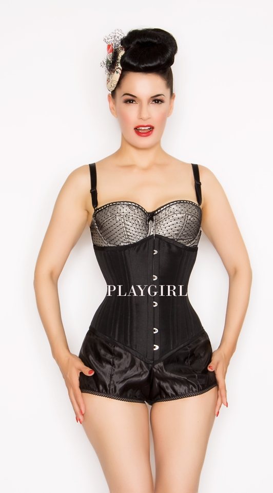 Black Waist Training Corset With 24 Steel Boned By Playgirl White Label