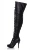 Over The Knee Black Matt PU Button Detail Boots 